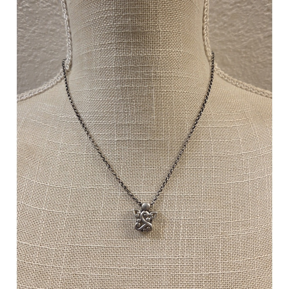Quality Sterling Silver Scroll Work Angel Pendant Sterling Necklace 15.5-18.5"